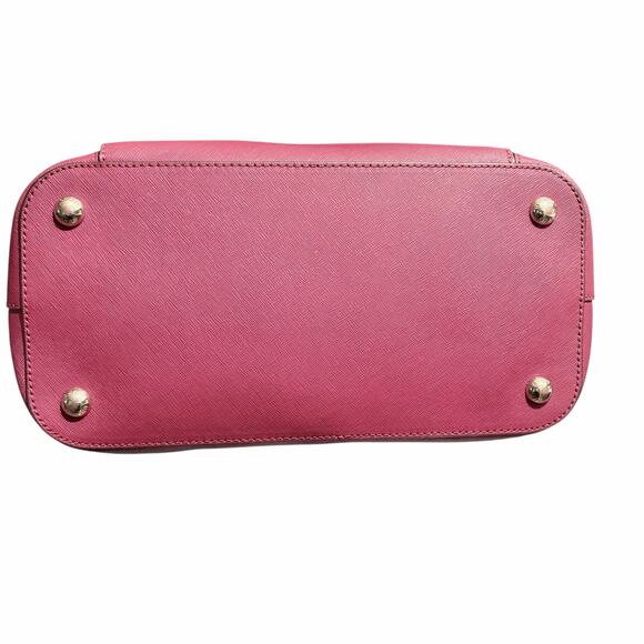 Michael Kors Jet Set Saffiano Leather Tote Burgundy Red MK Charm Shoulder Bag - Picture 10 of 12